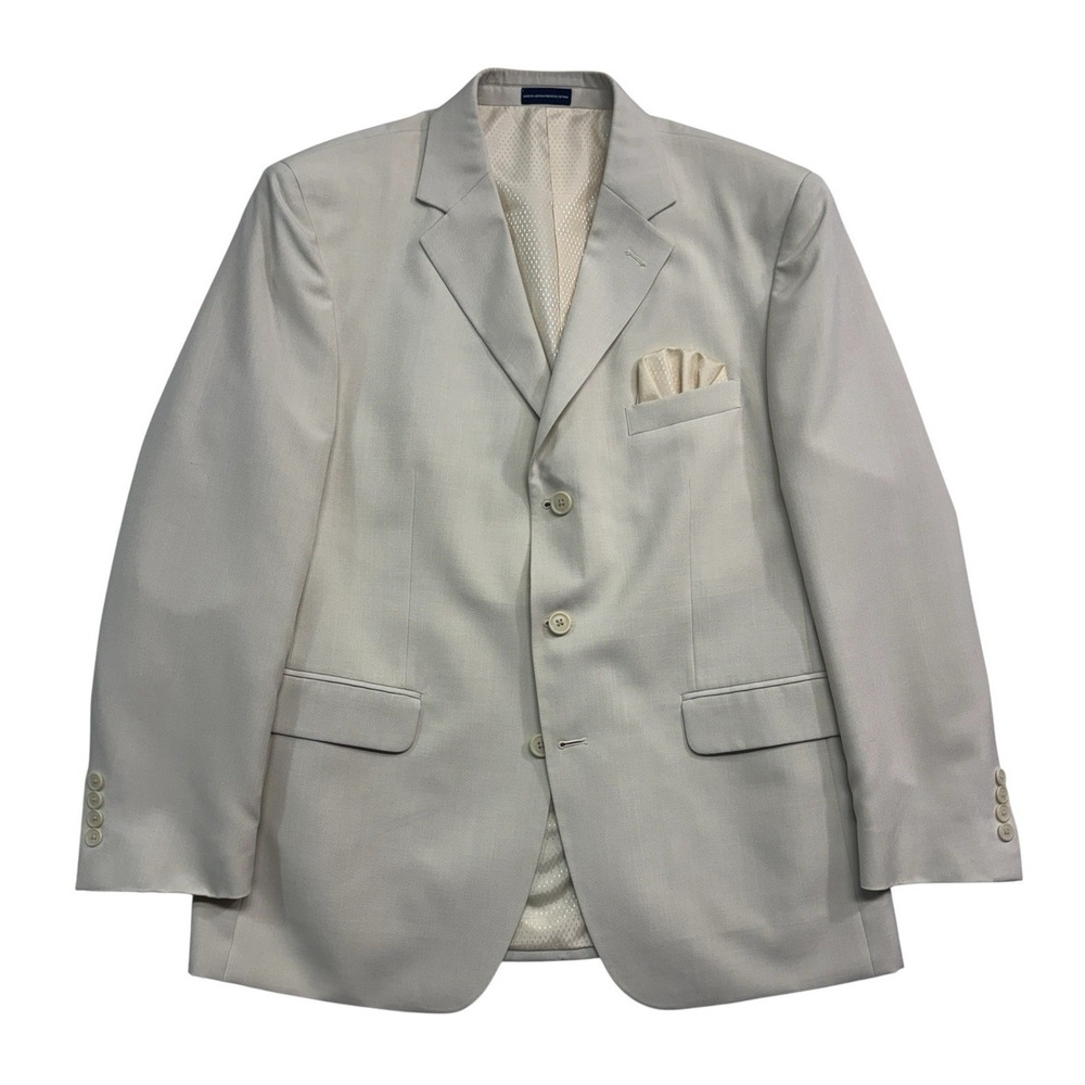 vintage Y2K Stafford 40S Cream Blazer Jacket Sport Suit Coat Formal Classic